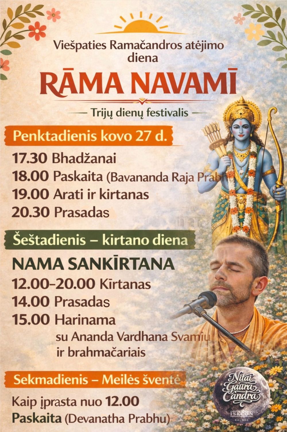 Rama Navami trijy dieny festivalis Kauno šventykloje!