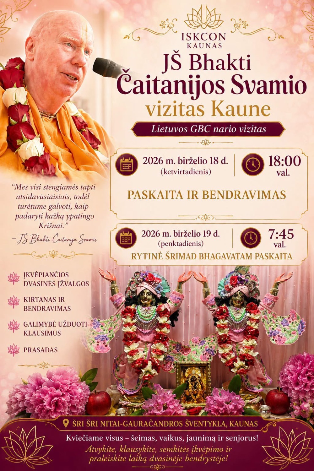 JŠ Bhakti Čaitanjos Svamio vizitas Kaune